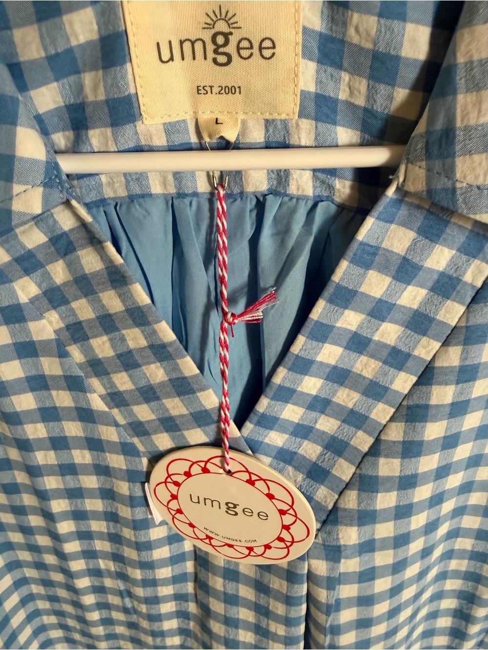 Umgee Blue and White Gingham Dress NWT - Picture 4 of 16